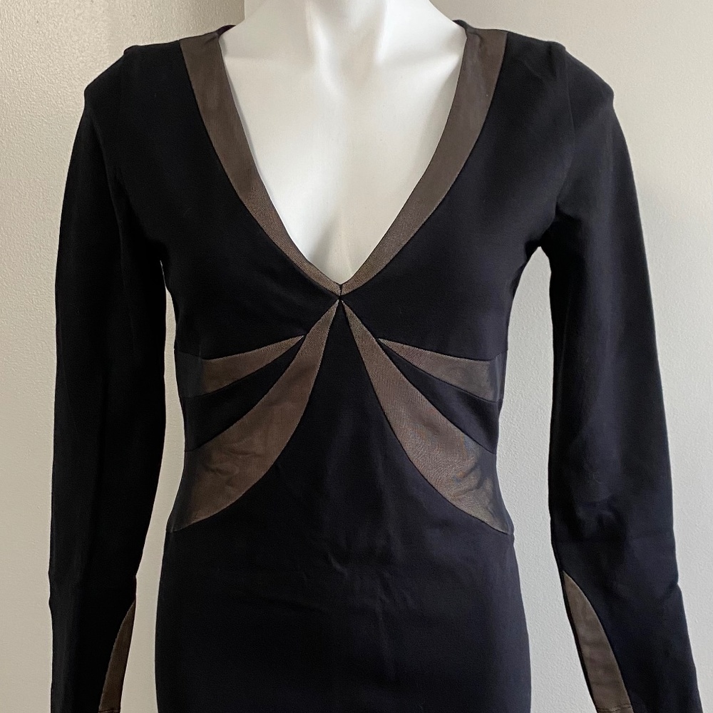 BCBG MAXAZRIA Long-sleeve Double-knit Bodycon Cocktail Dress